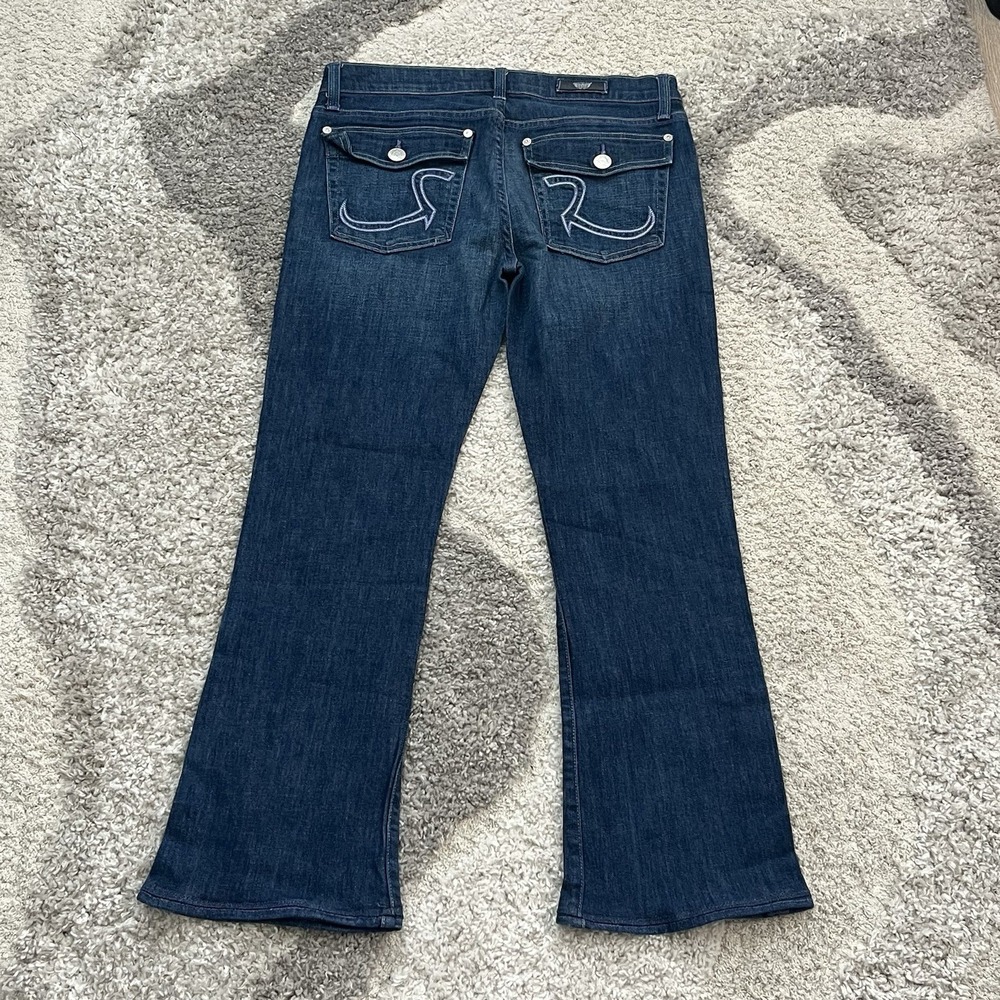 Rock & Republic Jeans Womens 32 Kurt Boot Cut Dark Wash Embroidered Flap Pocket